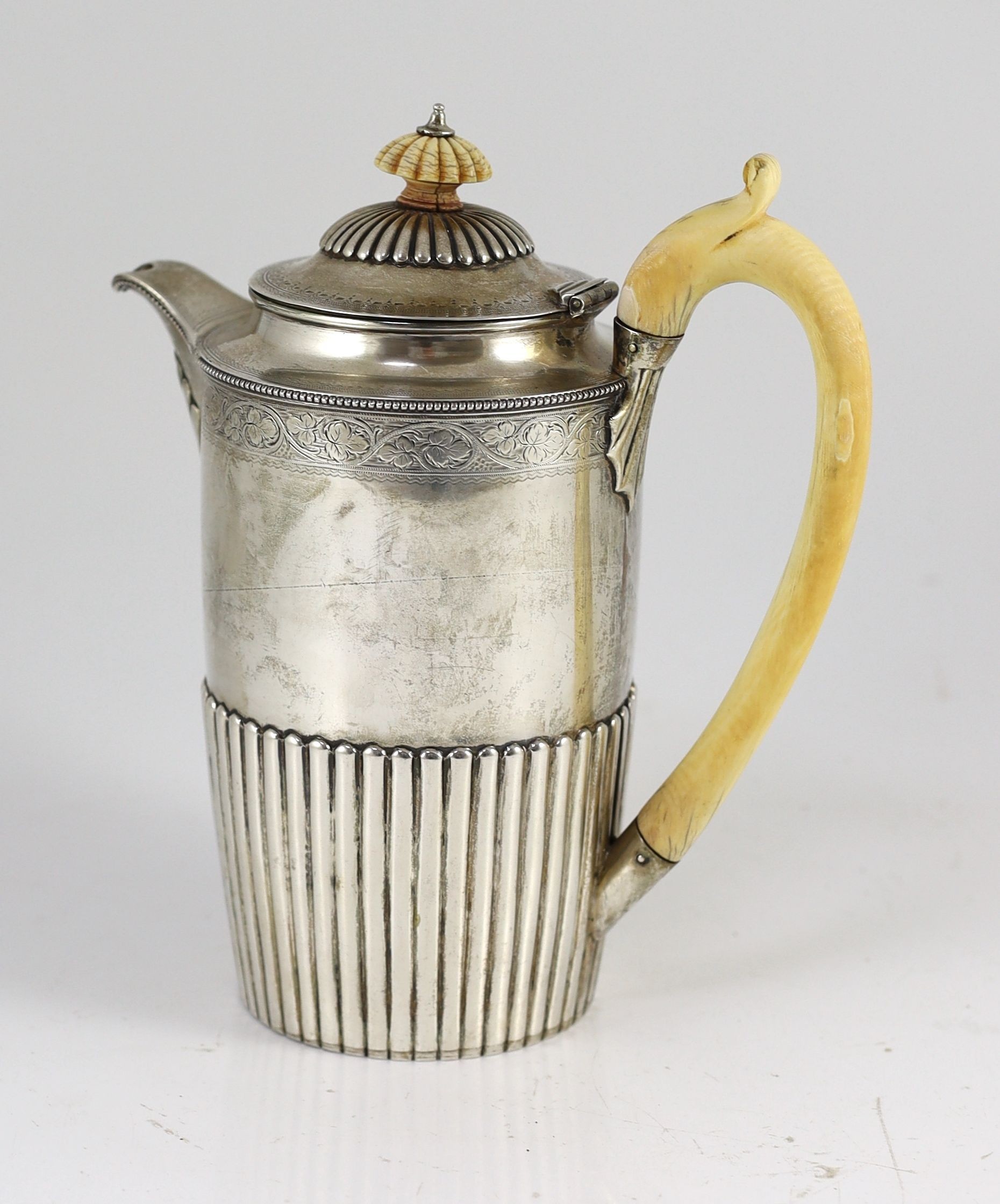 A Victorian demi-fluted silver hot water pot, by Frederick Brasted